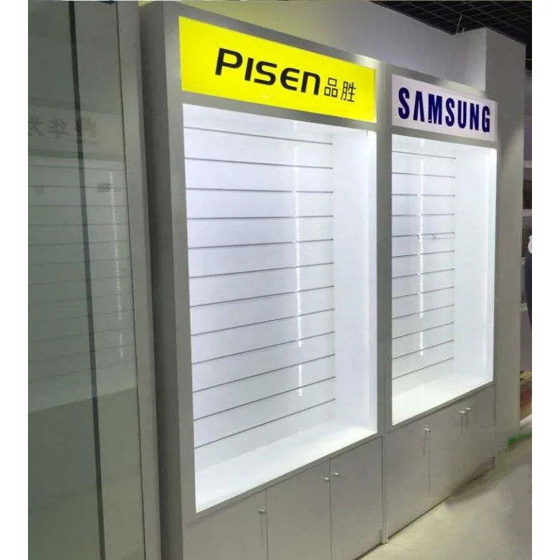 Aangepaste, Acryl Telefoon Display Stand Houten Mobiele Telefoon Accessoires Display Rek Mobiele Telefoon Winkel Meubels