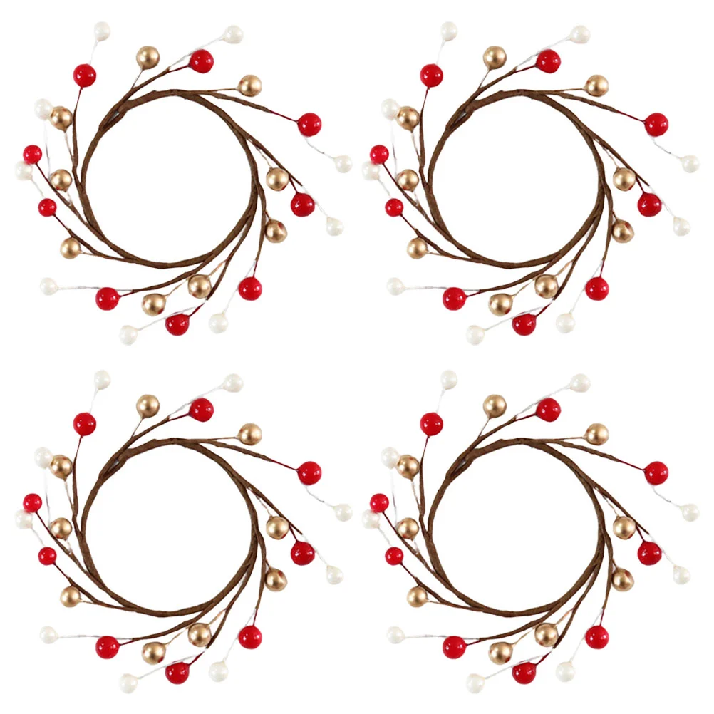 Mini corona de bayas navideñas, adornos decorativos de alambre de espuma, accesorio festivo, guirnalda de bayas artificiales, decorativa navideña