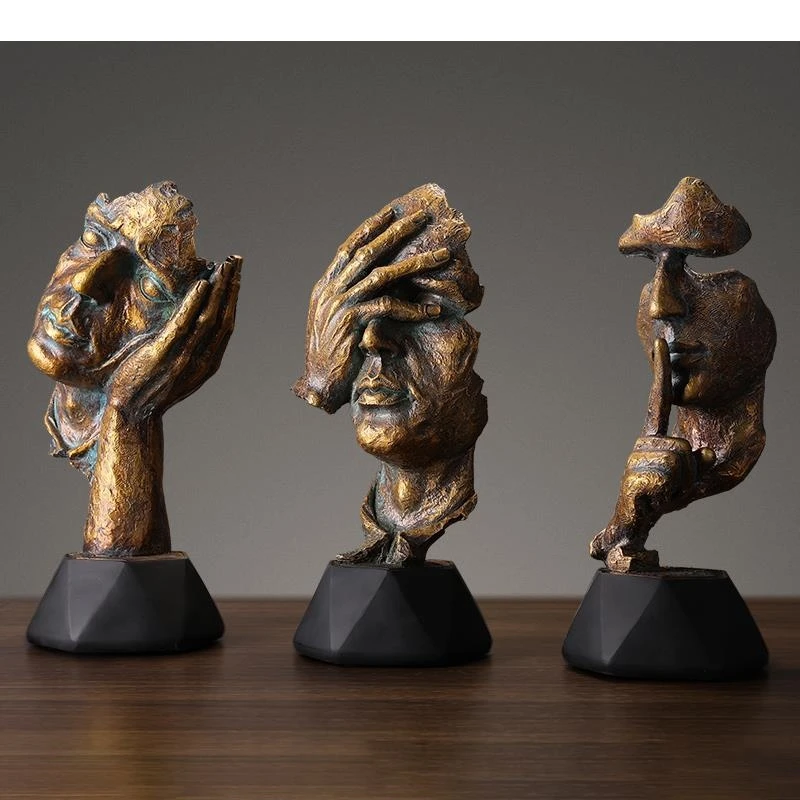 Abstract Character Resins Statue Living Room Desk Decor Retro Figure Sculpture Portrait Statuette Home Decoration Accessories