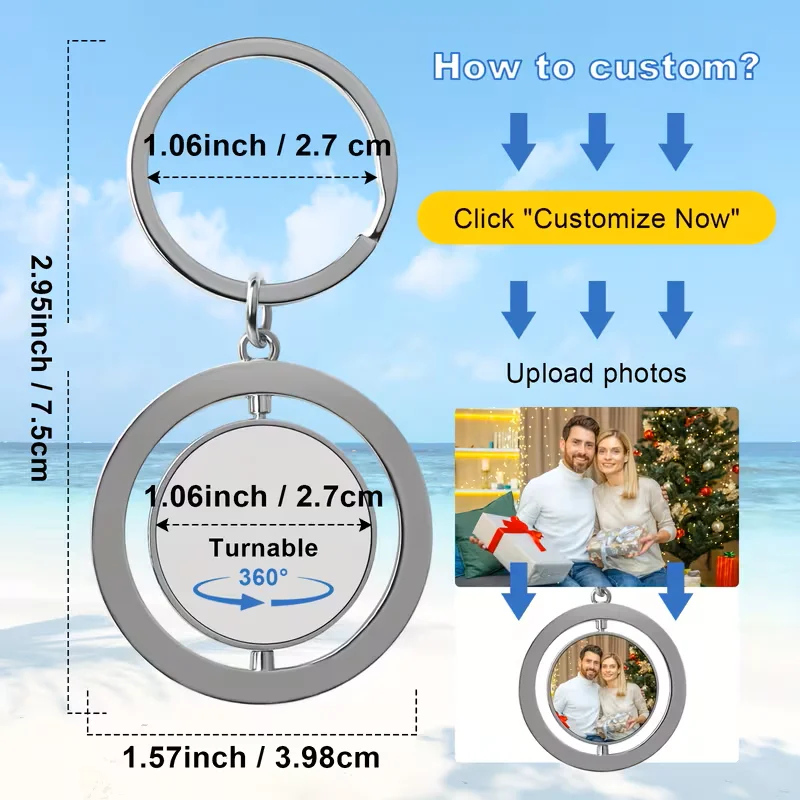 Rotatable custom photo keychain, personalised photo keychain, unique and memorable, suitable for gifts on various occasions