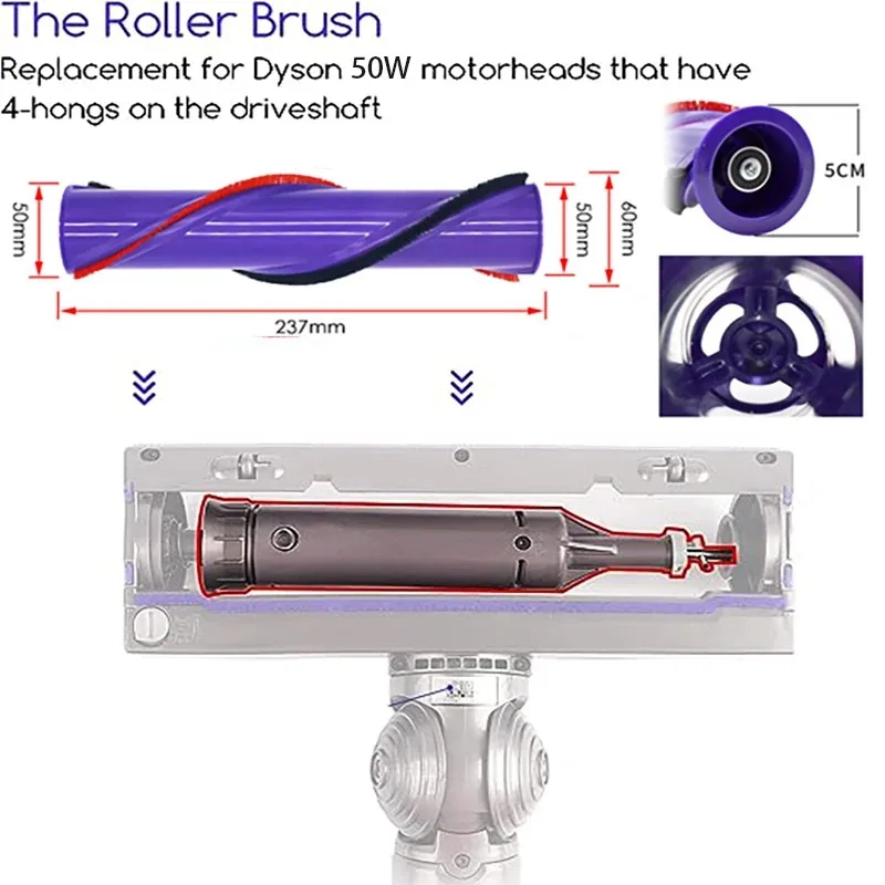 Direct Drive Zuigkop Voor Dyson V7 V8 V10 V11 V15 Stofzuiger Direct Drive Cleaner Hoofd Turbine Vloerborstel Tool