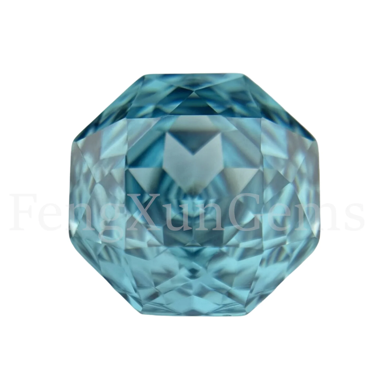 

2024 New Octagon Rose Cut Lake Blue High quality Cubic Zirconia Loose Gemstones Beads for Earrings Making