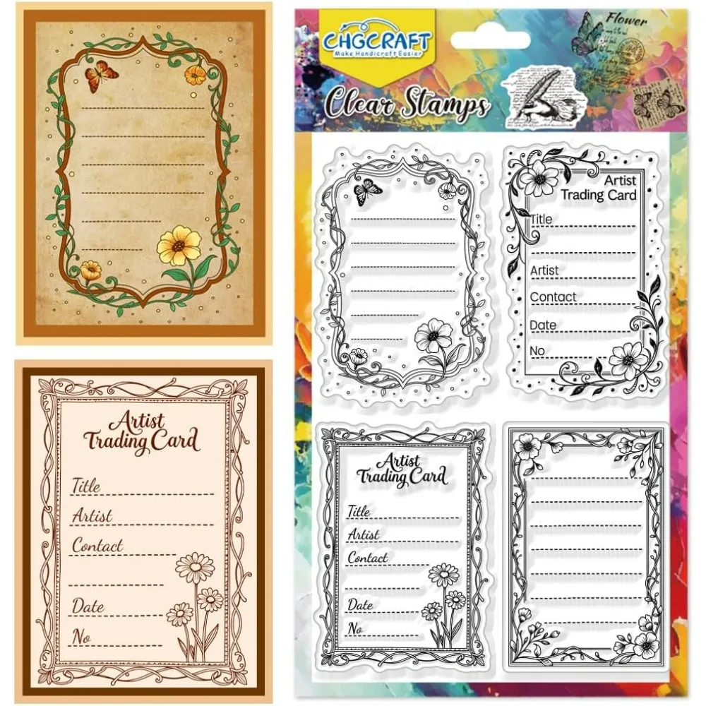1 STÜCK Künstler Sammelkarten Klare Stempel Gänseblümchen Blumen Transparente Stempel Vintage Blumenrand Klare Stempelsiegel
