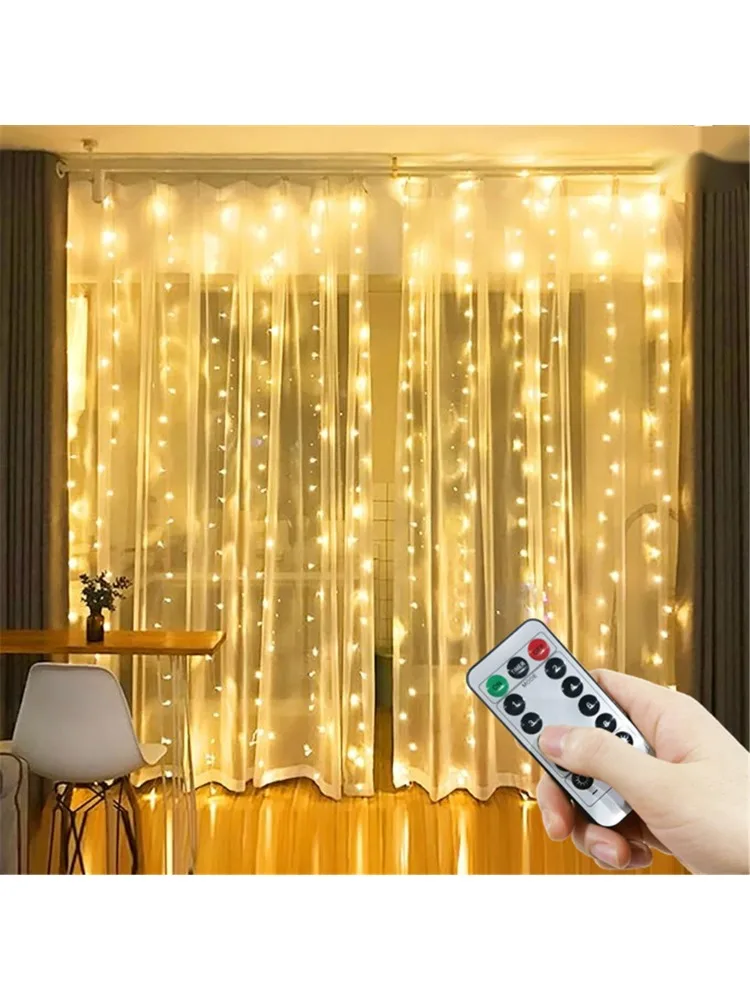 Guirlande de mariage fée lumières extérieur 8 Mode LED USB rideau lumineux chaîne arbre de noël vacances décoration jardin lumière