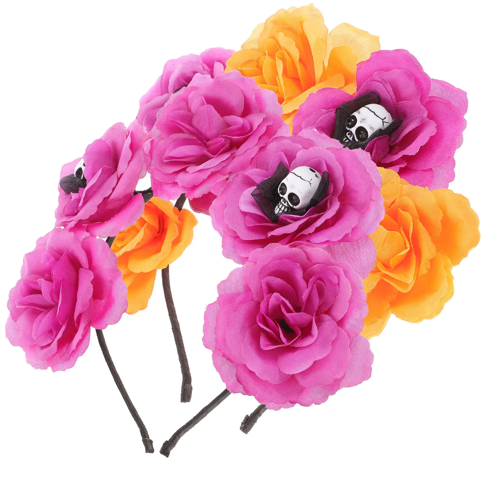 

2 pcs Halloween Skull Hair Hoop Stainless Steel Headb Hair Accessories Day of The Dead Headdress Gift Elegant Fashionable