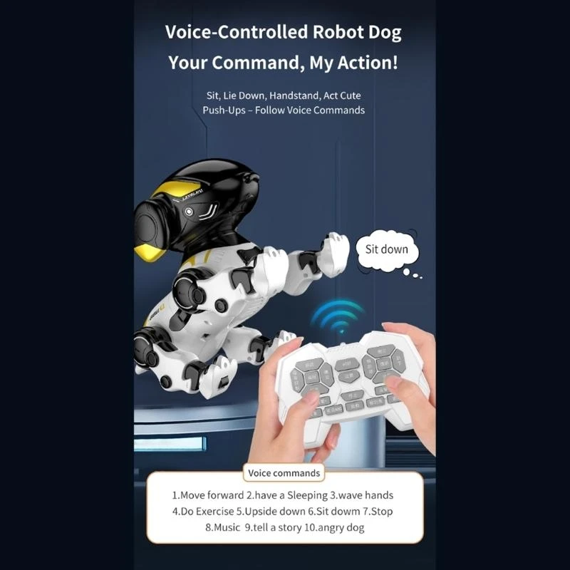 Y4QA Voice Activated Interactive Robot Dog met programmeerbare stuntmodi afstandsbediening voor kinderen