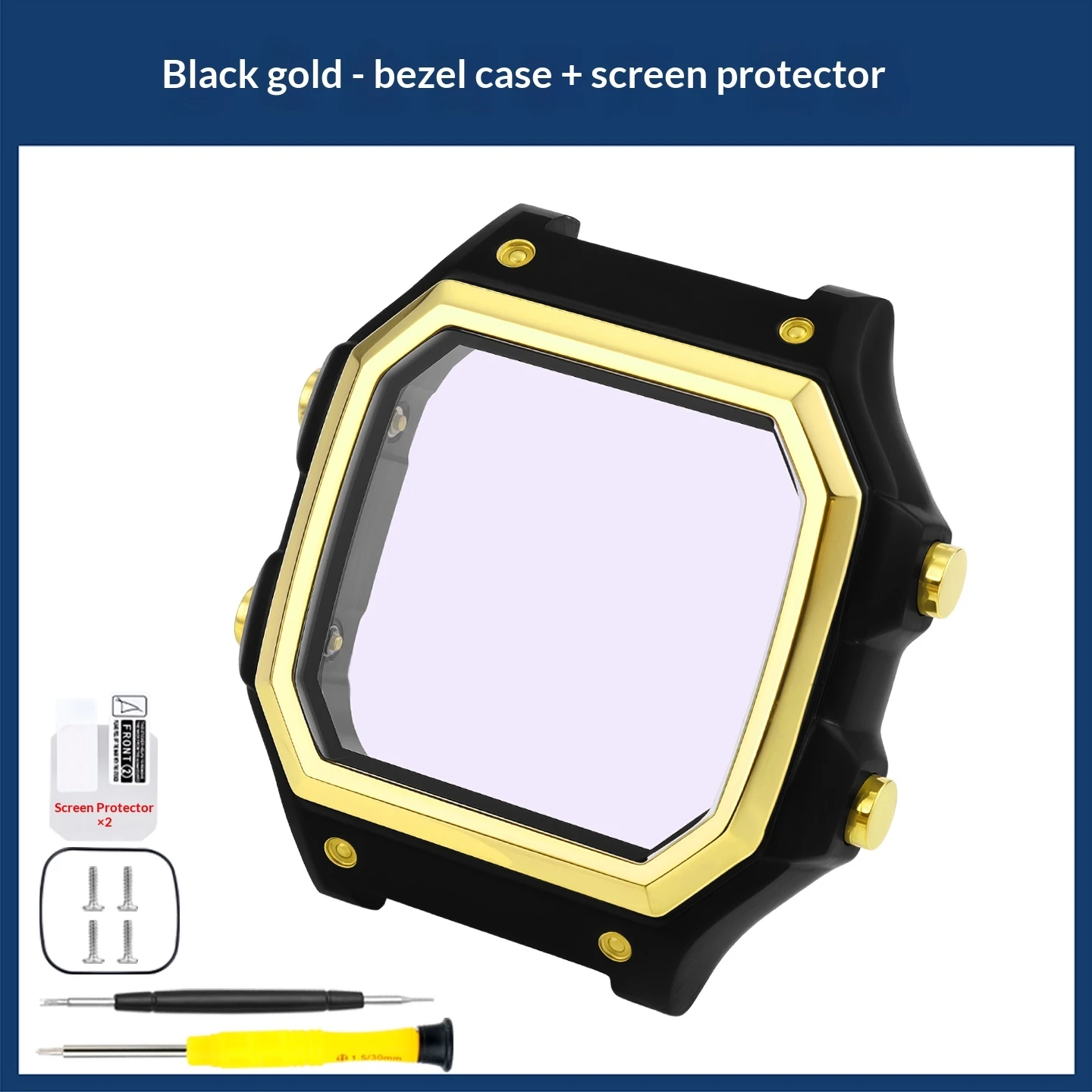 Für Casio 3299 AE-1200WH Uhrengehäuse, modifiziertes AE1200 Edelstahl-Uhrengehäuse, Metallgehäuse mit wasserdichtem Ring, Schwarz und Silber