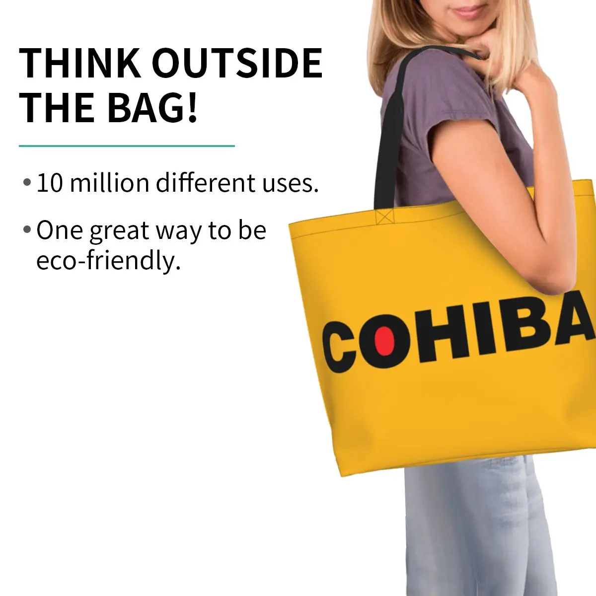 Cuban Cohiba Cigars Groceries Tote Shopping Bags Women Custom Canvas Shopper Shoulder Bag Big Capacity Handbag