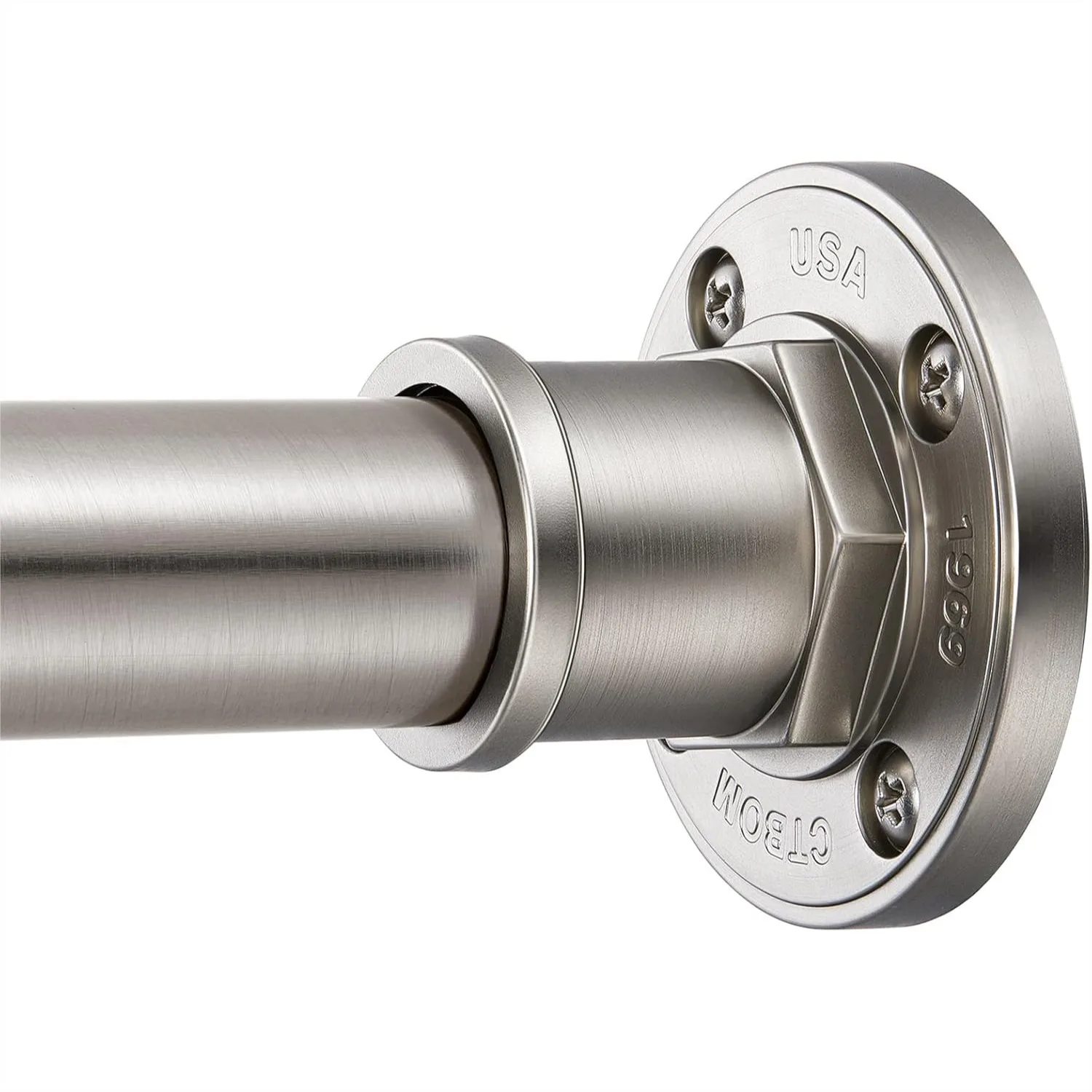 Industrial Shower Curtain Rod 2-in-1 Tension or Screw Mount Rustproof 304 Stainless Steel Adjustable 27-43 Inch Brushed Nickel