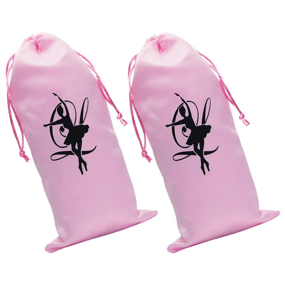 

2Pcs Ballet Bags Dance Storage Pouches Satin Lightweight Compact Ballet Shoe Carrier Bags Drawstring 13x27cm Pink Shoe ganizer