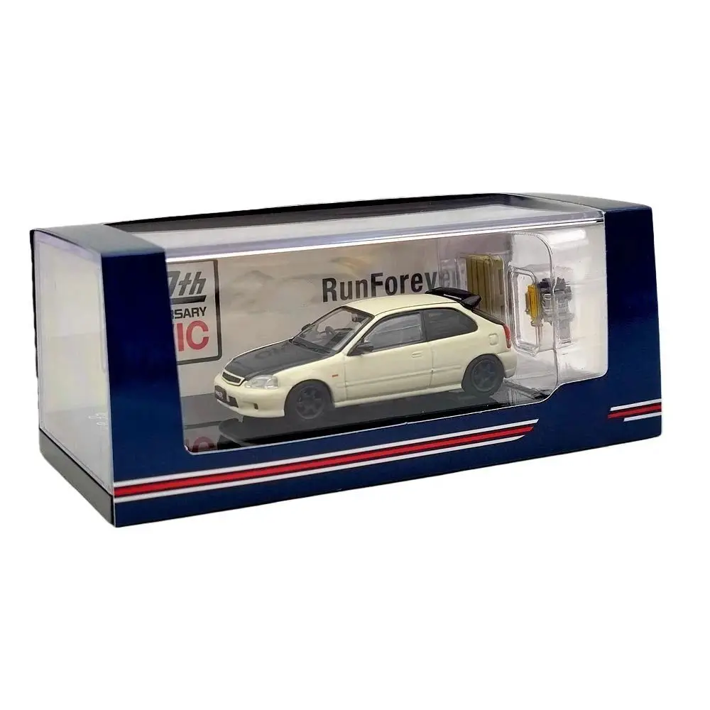 Hobby Japón 1/64 para TYPE R (EK9) con modelo de pantalla de motor, juguetes fundidos a presión blancos y amarillos, regalos de colección de coches