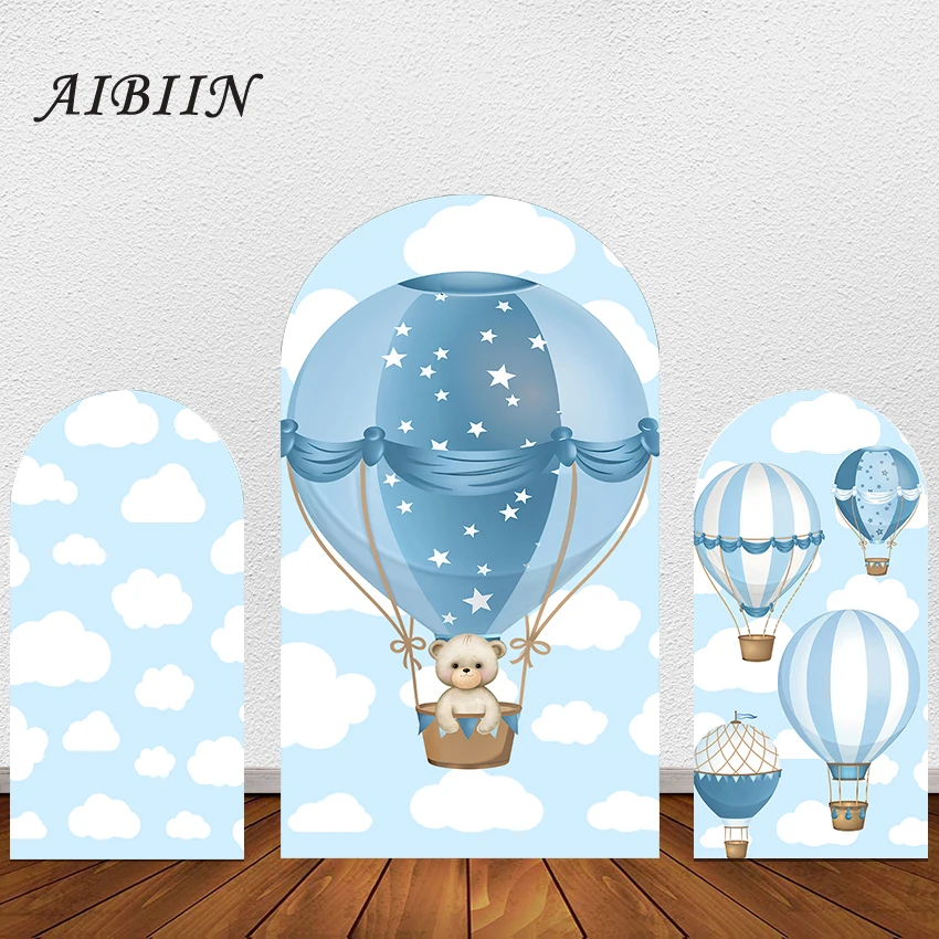 

AIBIIN Background Arch Doubleside Hot Air Balloon Cloud Wedding Birthday Party Decoration Customizable Photography Background