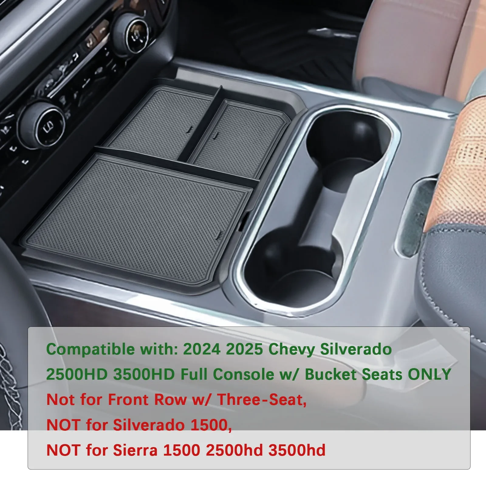 

Front Center Console Organizer for 2024-2025 Chevy Silverado 2500HD/3500HD Gear Shifter Middle Center Console Storage Box Tray