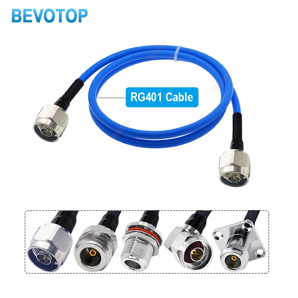 RG401 250 50-5 Cable N Type Male Plug to N Male Plug High Frequency Low Loss RG-401 Test Cable RF Coaxial Pigtail Jumper BEVOTOP