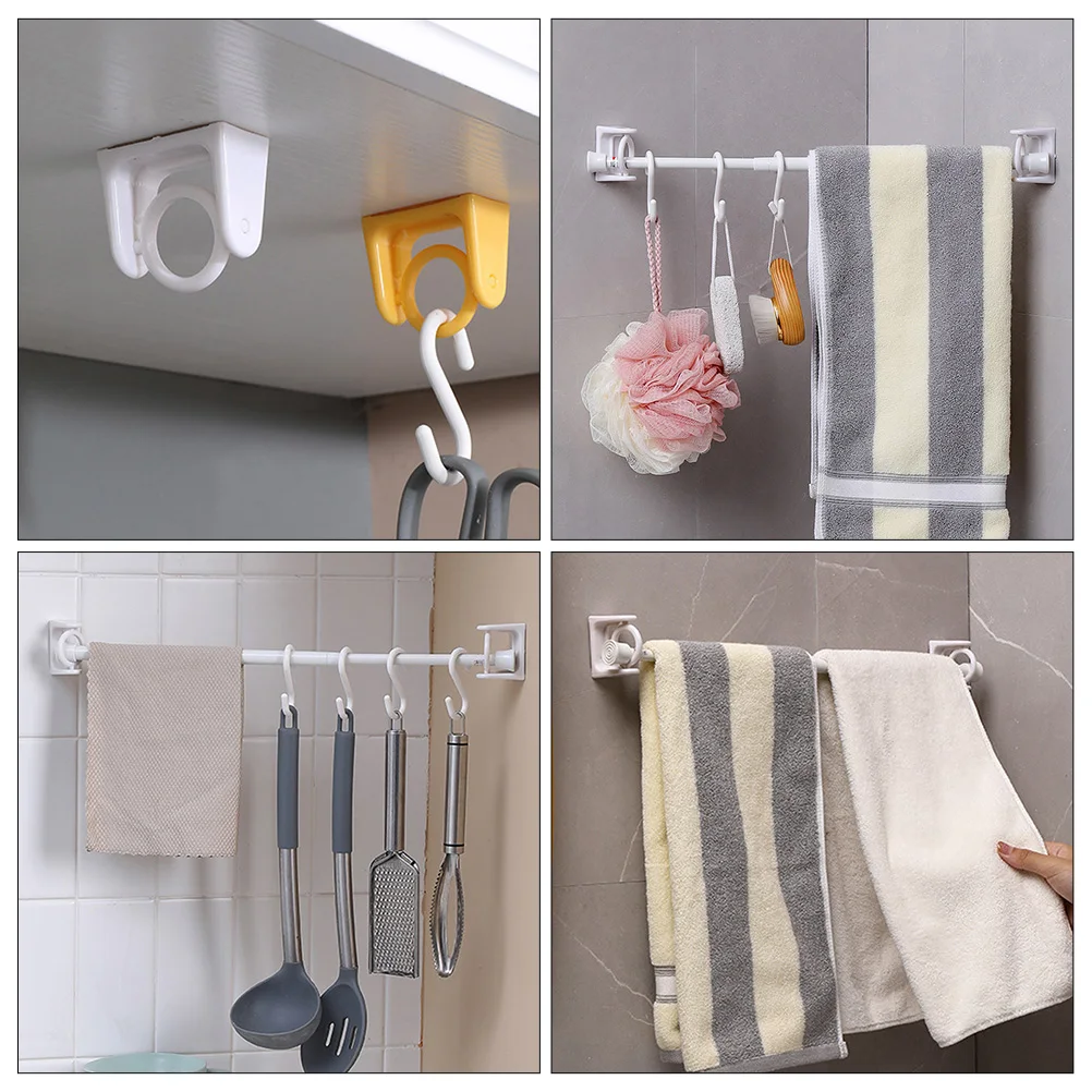 

2Pcs Curtain Rod Mount Brackets Plastic Wall Hanging Wardrobe Pole Holders Durable Smooth Finish Home Office Hotel Telescopic