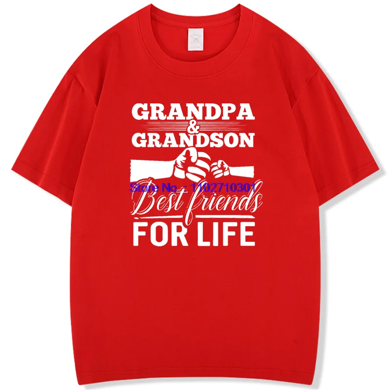 الجد والحفيد أفضل أصدقاء مدى الحياة القطن قصير الأكمام تي شيرت مضحك هدية عيد الأب للجنسين س الرقبة طباعة تي شيرت