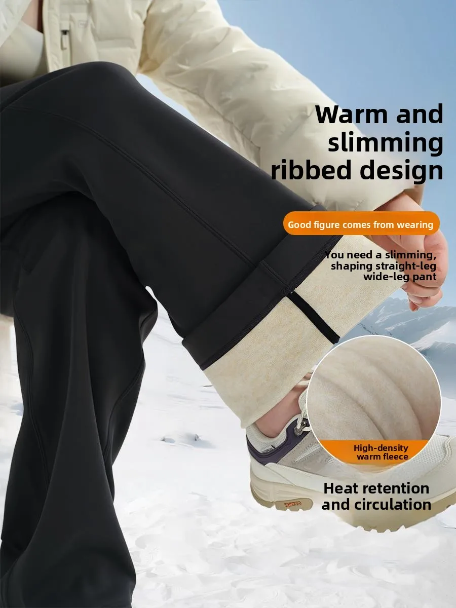 Grande taille Fce doublé jambe droite pantalons de Yoga femmes grand automne hiver sport ample décontracté arche pantalon taille haute