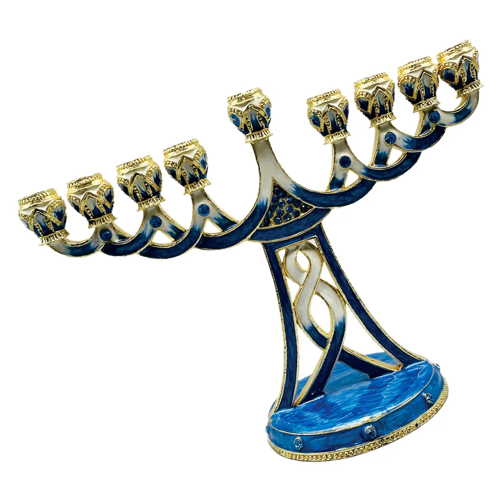 

s Vintage Hanukkah Menorah Nine Branch Candlestick Elegant Metal Religious Home Decor Tealight Container Sturdy Easy Cleaning