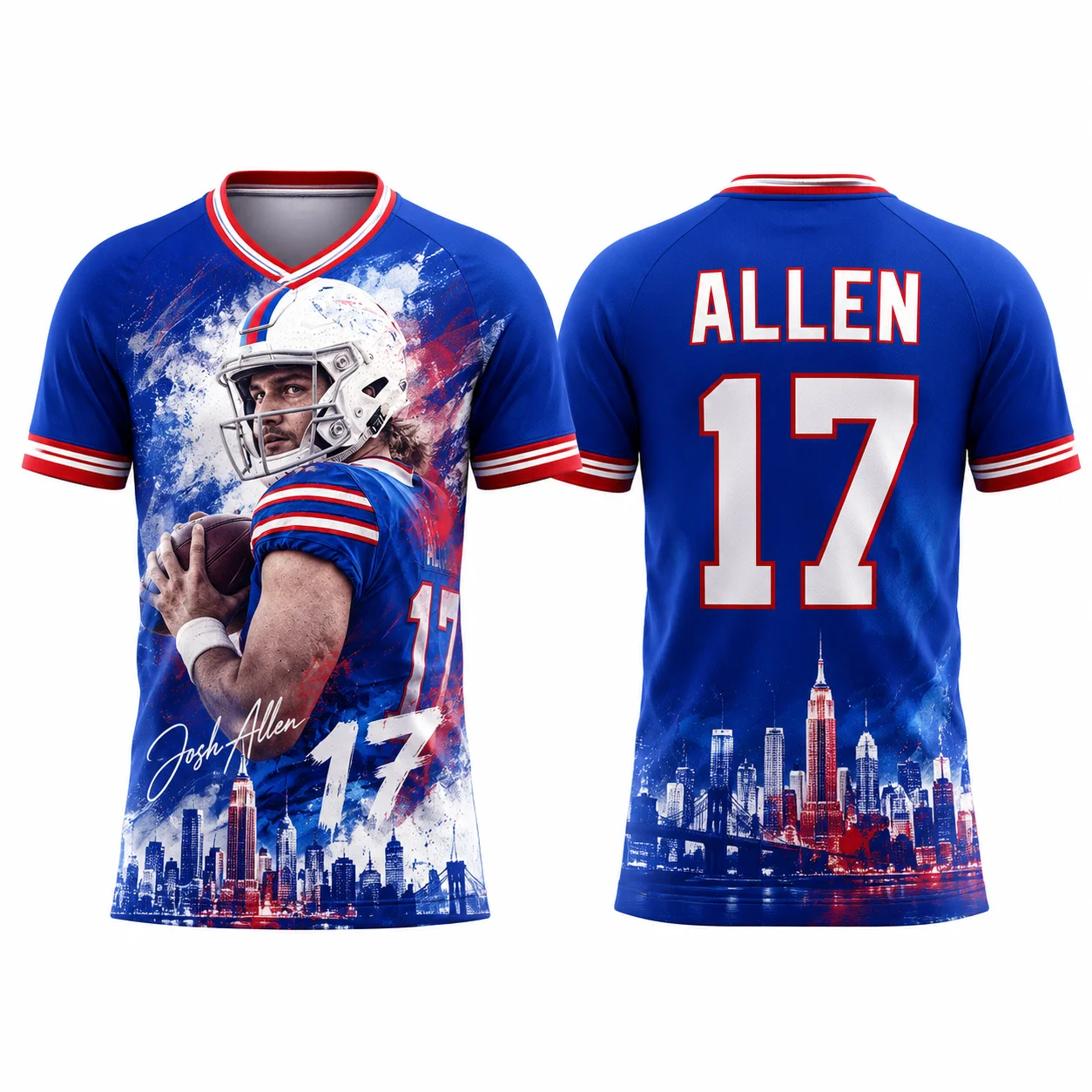 2026 Josh Allen # 17 Rugby-Trikot, American-Football-Shirt, Sommer-Sport-T-Shirt, schnell trocknend, für Herren, Kinder, Damenbekleidung ﻿ – Detail 2