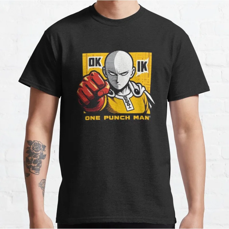 Hero For Fun, Saitama Mode Super hero manga One punsh man Anime T-shirt for men Large size Adult Tops S-6xl