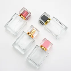 6Pcs/Lot 30 50ml Refillable Spiral Thick Bottom Square Glass Atomizer Spray Perfume Bottle Cosmetic Empty Container