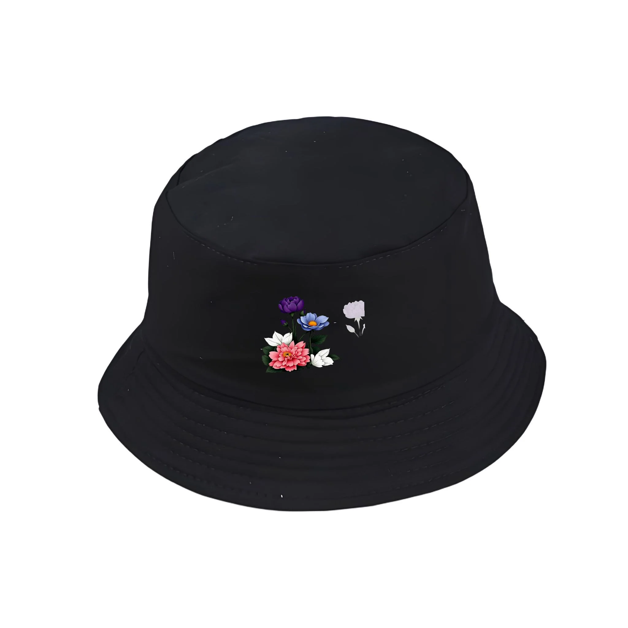 Floral Print Bucket Hat Cotton Fisherman's Hat Y2K Vintage Style Casual Sun Protection Packable Fishing Cap