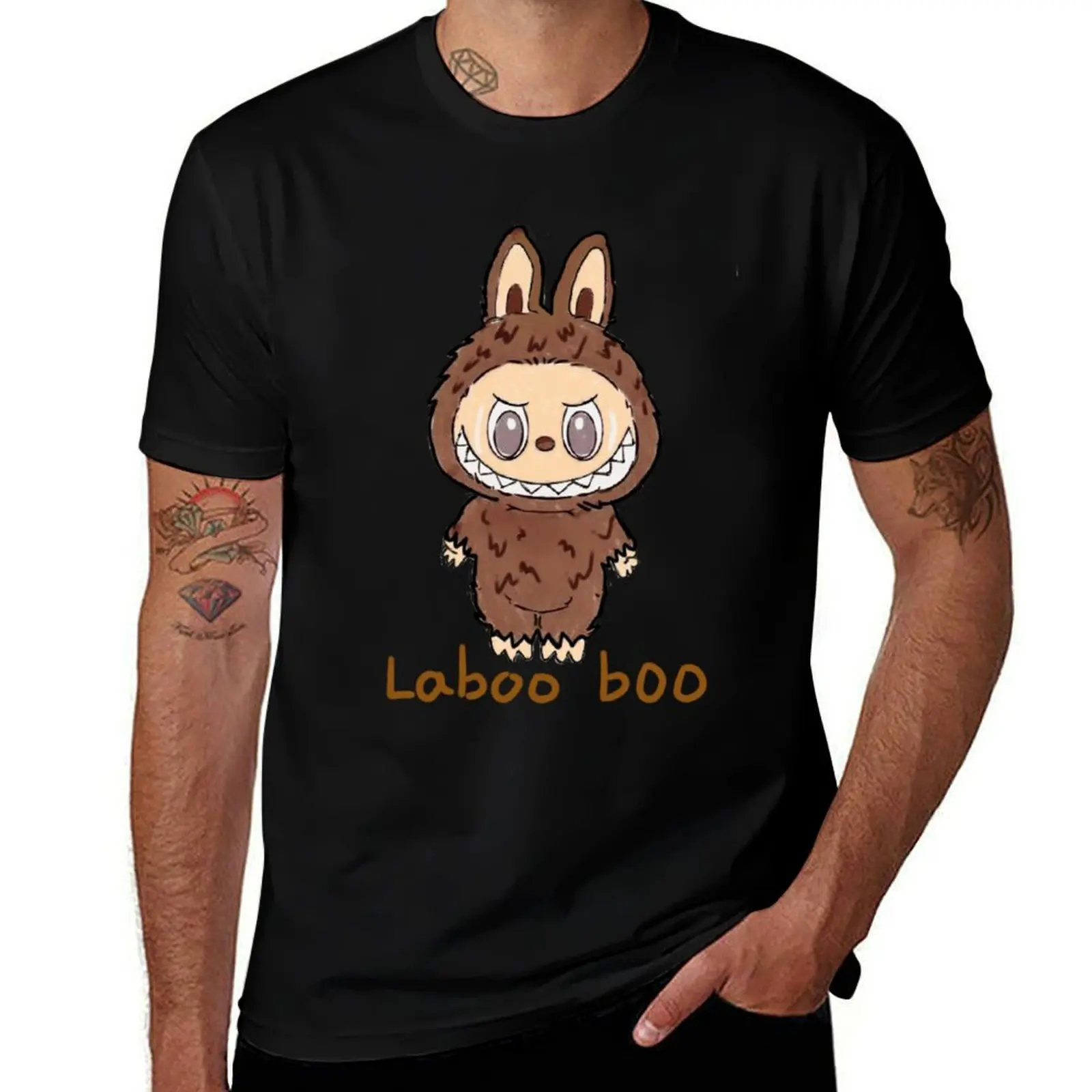 Es ist ein Gemälde von Labubu. T-Shirt plus Größen erhabene Vintage Tier druck für Jungen T-Shirts für Männer