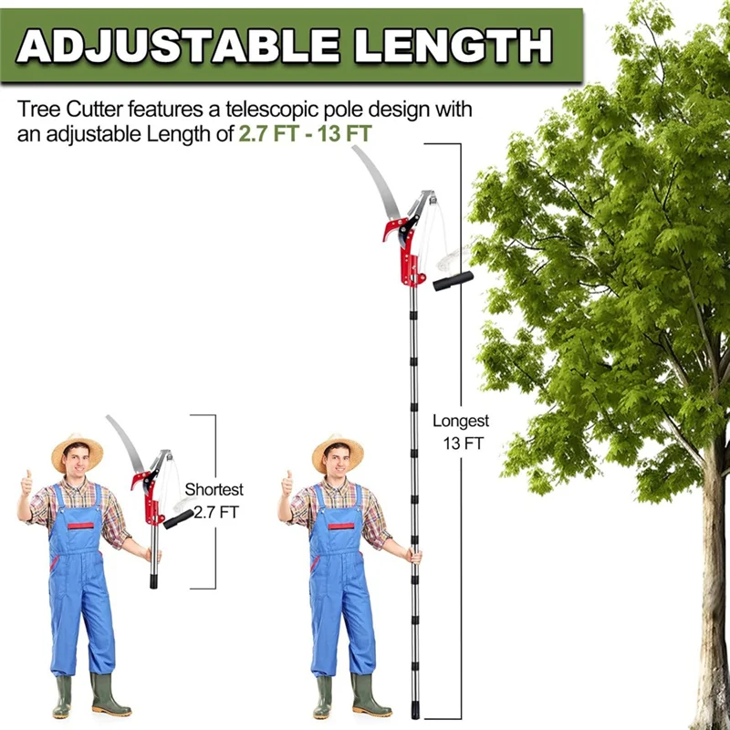

A34R Extendable 13Ft Pole Saw With Stainless Steel Construction, For Tree Trimming, Trimmer Long Handle Pruner, For Tree Pruner