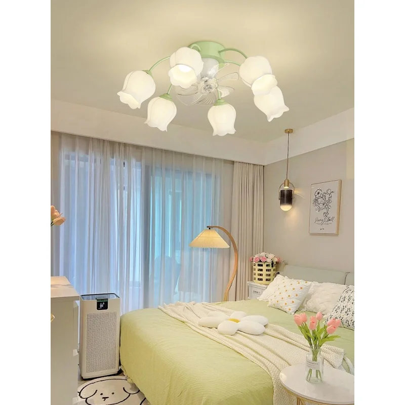 Fan Lamp American Pastoral Cream Style Lamp in the Living Room Dining Room Bedroom Electric Fan Integrated Zhongshan Lamps Facto