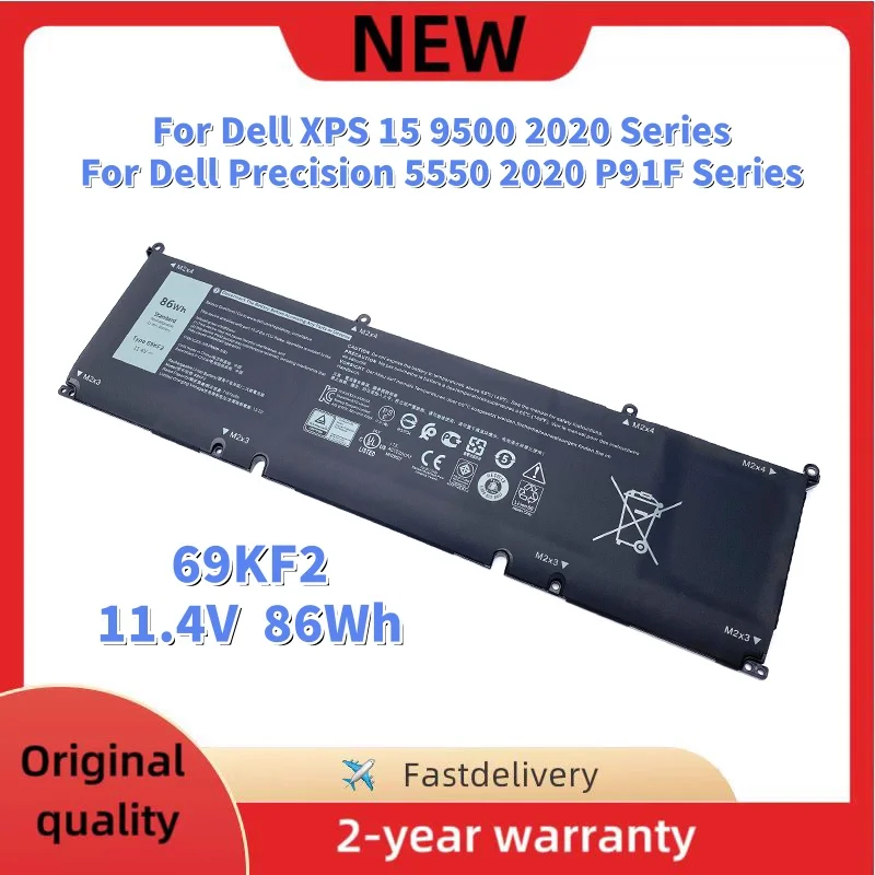 

69KF2 Laptop Battery For Dell Precision 5550 G7 7500 Alienware M15 M17 R3/R4 8FCTC 70N2F M59JH P91F P45E DVG8M P87F 11.4V 86Wh