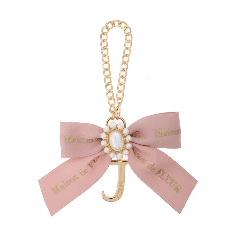 Japanese Style Keychain Romantic Pearl Beads Flower Small Bowknot Ornament Pendant Bag Accessories Woman Cute Bag Hanging