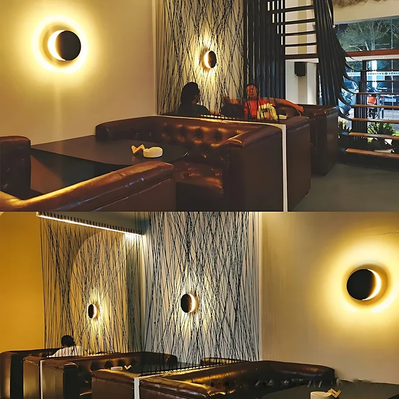 Lampu Dinding Eclipse Moon desainer Italia Nordic cocok untuk tangga kamar tidur papan kepala lampu dekorasi lorong kreatif ruang makan