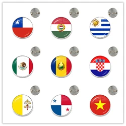 Chile Hungary Uruguay Mexico Romania Croatia Vatican Panama Vietnam National Flag Glass Brooch Collar Pins Jewelry Gift