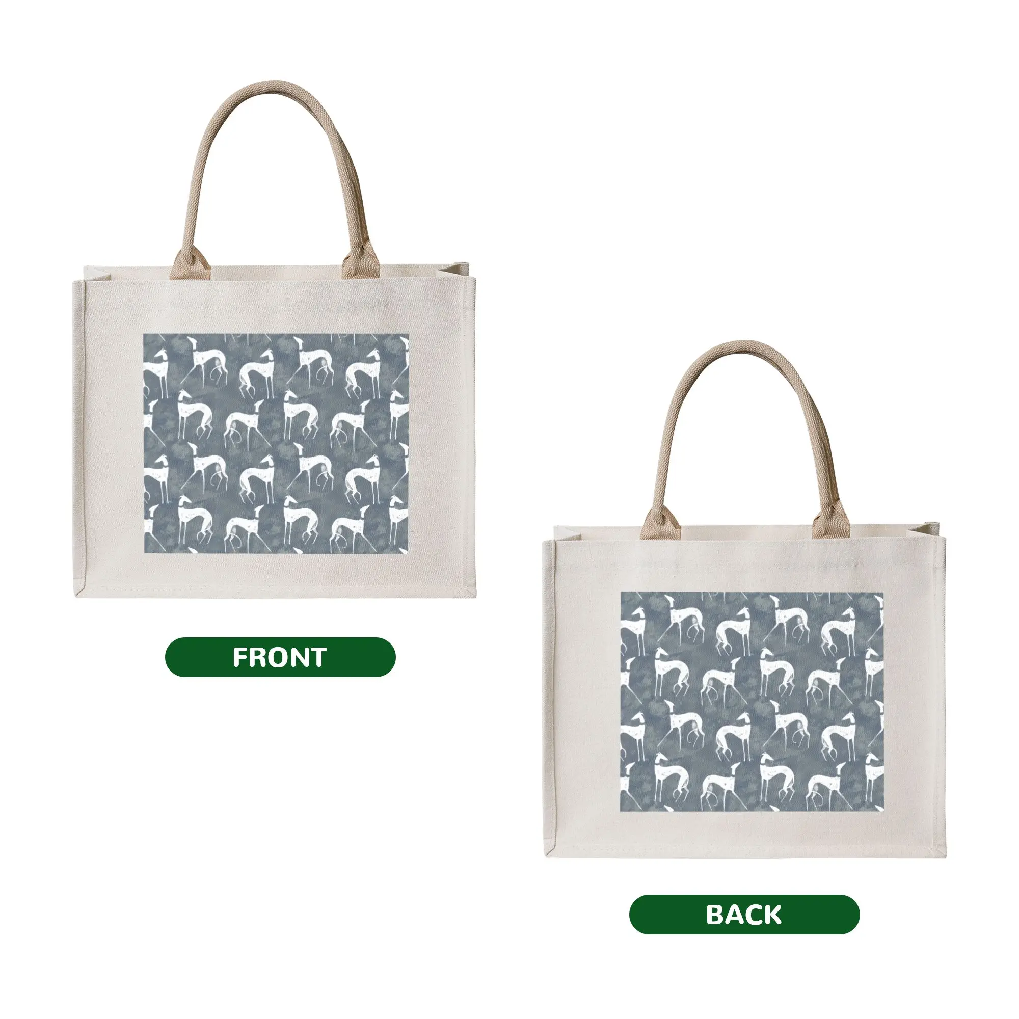 Custom White Galgos Whippet Greyhound Hound Dog  Shopping Bags Women Portable Large Capacity Grocery  Tote Shopper Bags