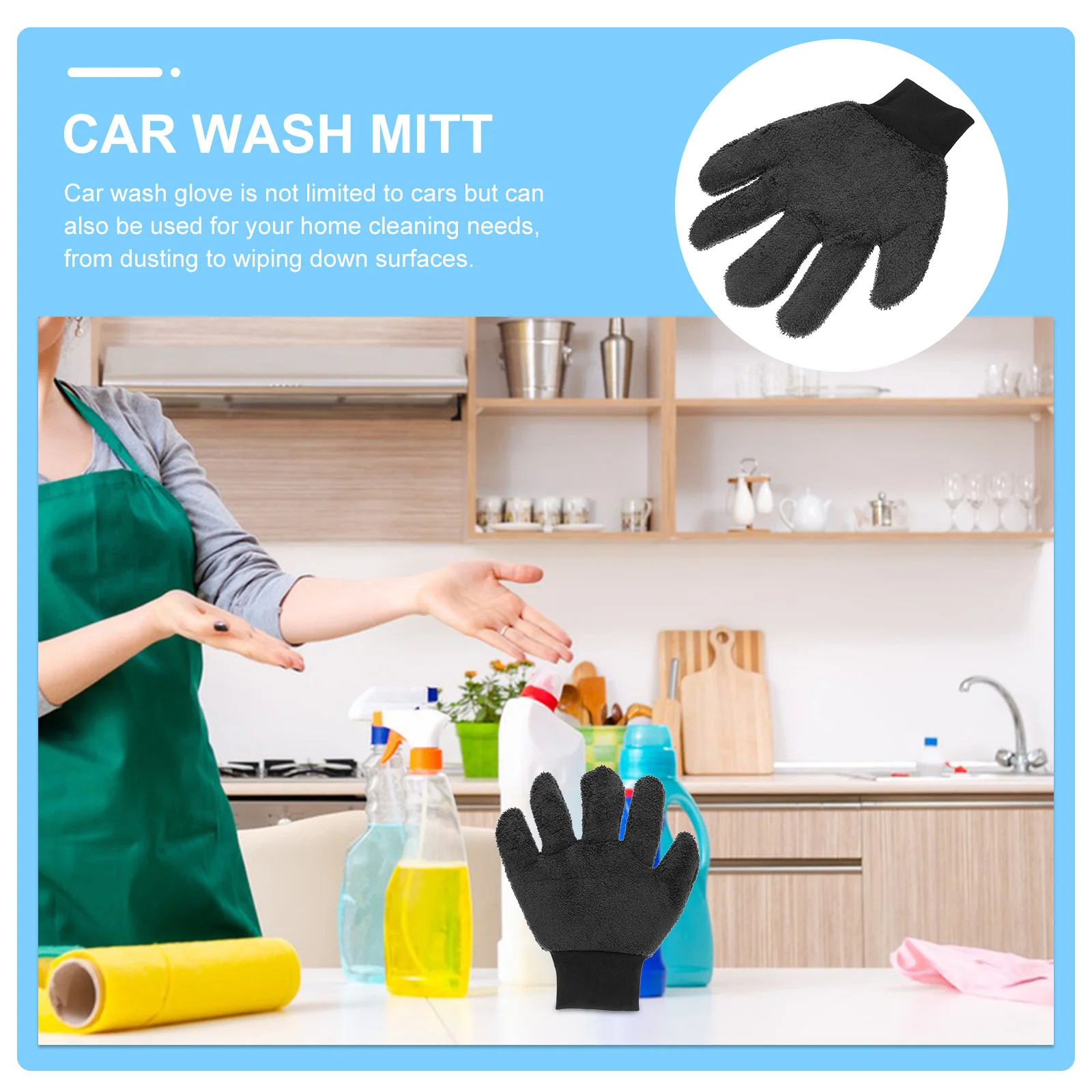 

Extra Large Wash Glove Scratch-Free Cleaning Mitten Lightweight Vehicle Dust Mitt Dusting Tool For Auto Home Use