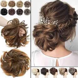 Snoilite Synthetic 80g Thick Messy Bun Extensions Big Curly Elastic Hair Scrunchies Hairpieces Chignon Donut Updo Hair Pieces