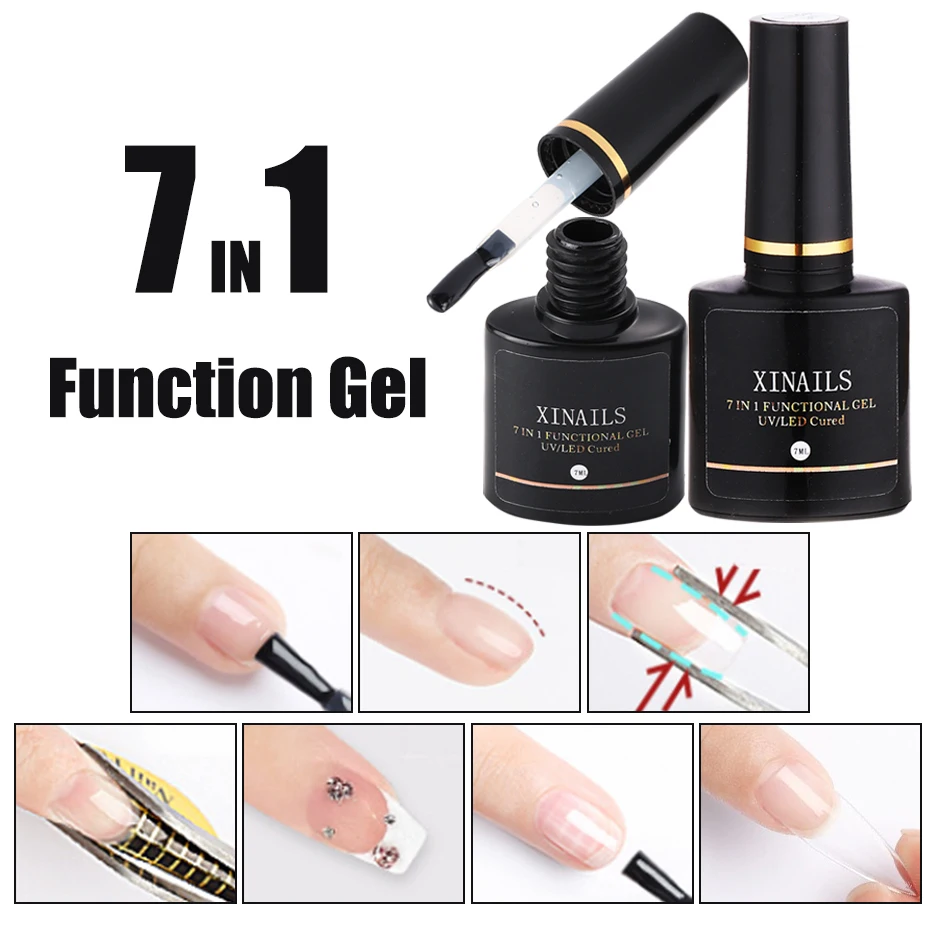 7ml 7-in-1 기능 네일 글루 젤 폴리시 강화 건설 UV 베이스 솔리드 젤 지속력 확장 매니큐어 스틱 도구 추천 및 평가