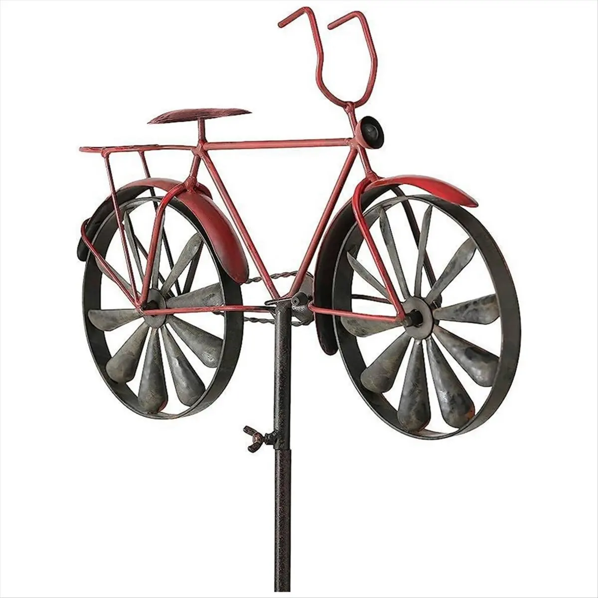 【ABFS】Iron Wind Spinner,51In H Bicycle Wind Spinners, Bike Stake Decoration, Outside Garden Decor for Patio Lawn Farm Backyard - view 6