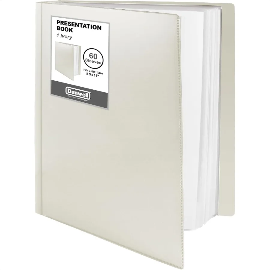 

Binder with Plastic Sleeves 60Pocket Ivory Presentation Book 8.5 x 11 Portfolio Folder with Clear Sheet Protectors Displays 120