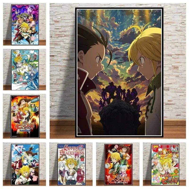 Póster de AnimeTHE japonés de los siete pecados capitales, pintura en lienzo estética, póster, imagen artística de pared, decoración de habitación