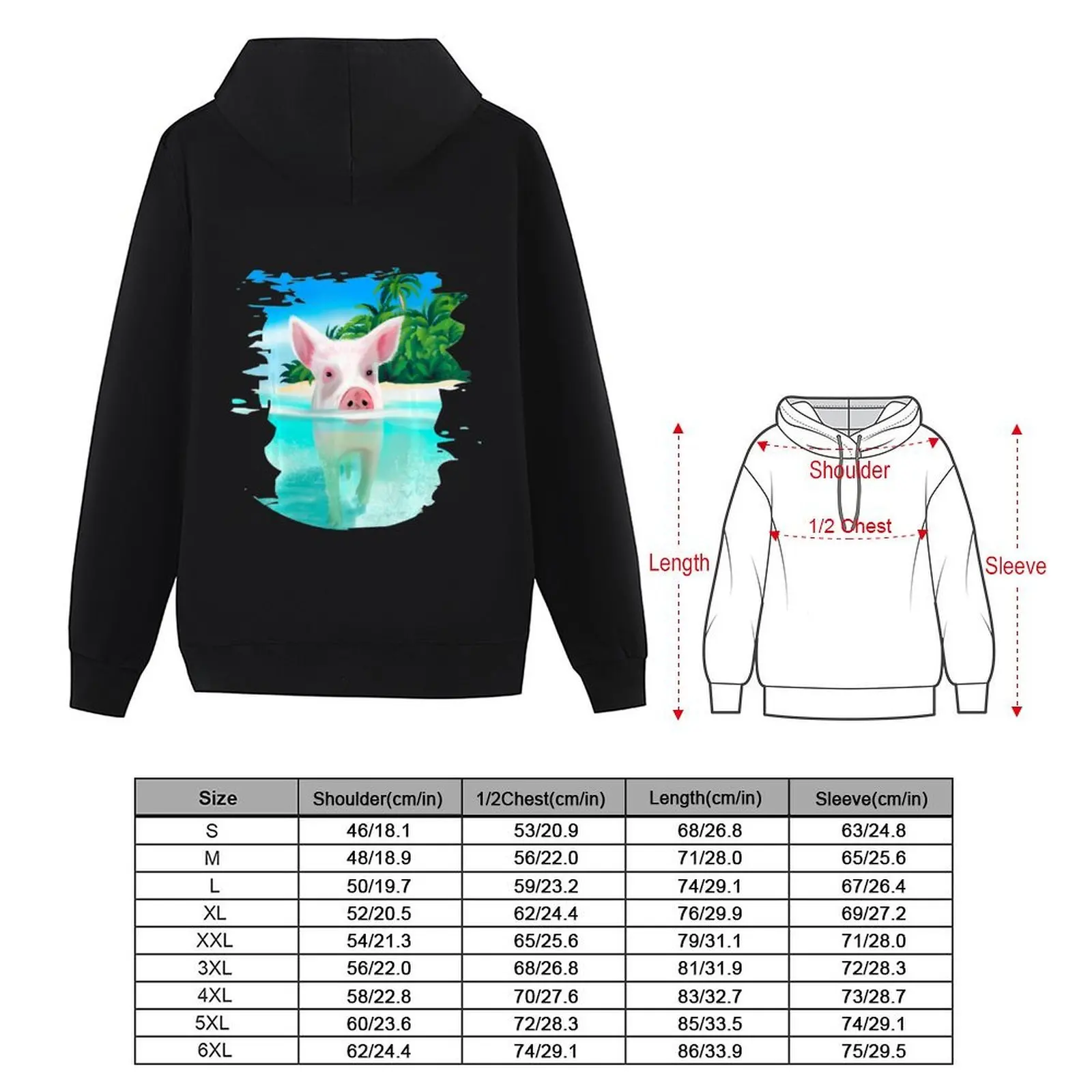 البهاما السباحة الخنازير خنزير السباحة الشاطئ عطلات هوديي الخريف منتجات جديدة معطف الرجال الملابس الذكور البلوز هوديس