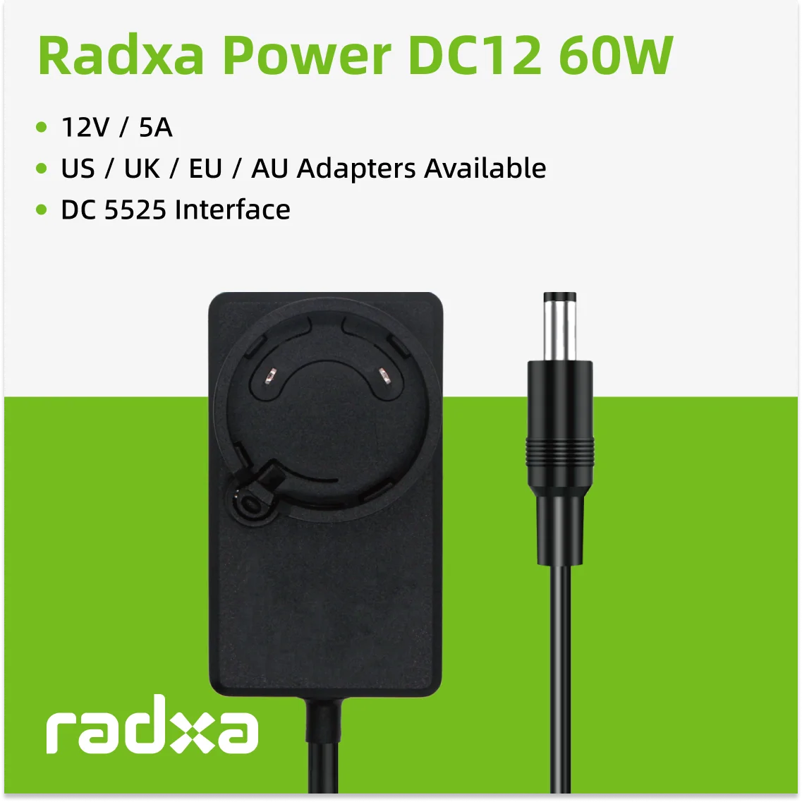 

Radxa Power DC12 60W, Power Adapter, Supports Radxa SBCs