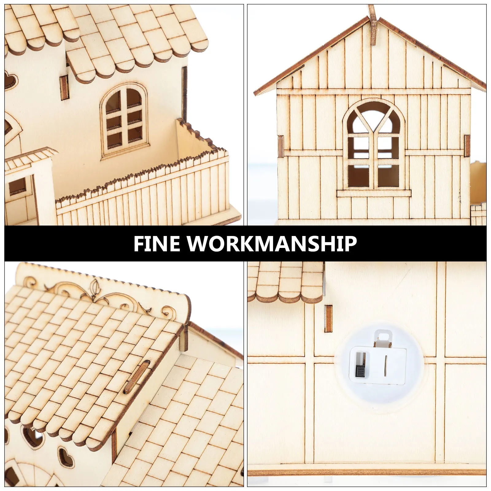 

Creative Villa Saving Pot Piggy Bank with Light Wooden Coin Saving Box Multi-Use Desktop Ornament Piggy Bank Money Box