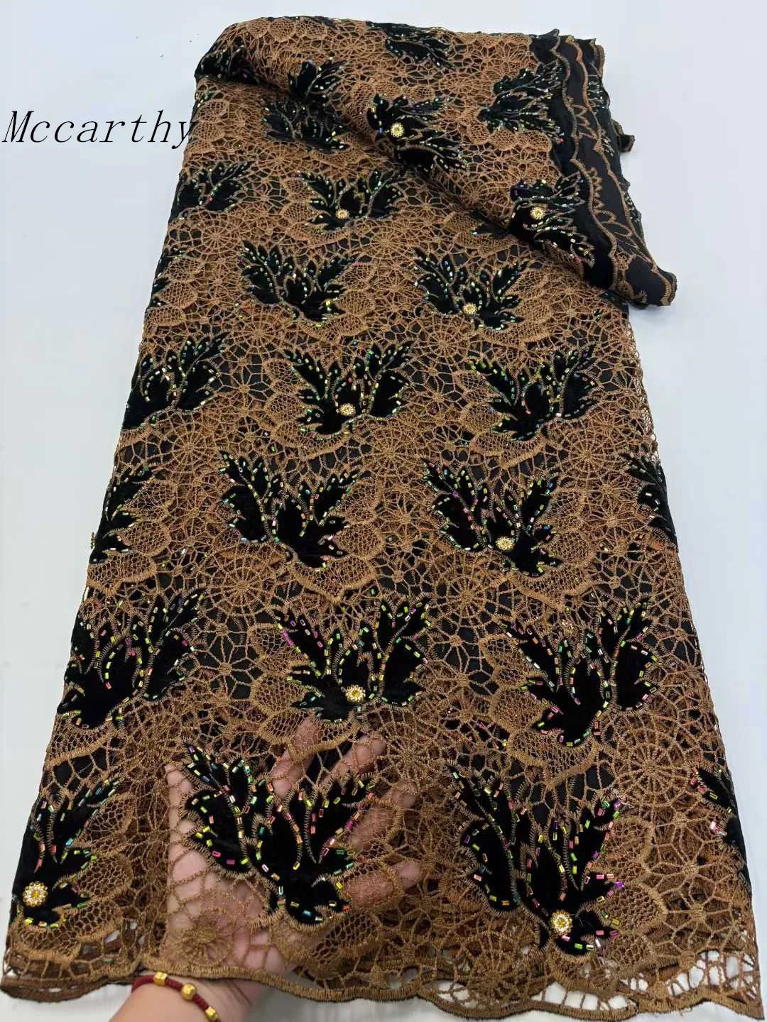 

African Sequins Velvet Lace Fabric 2025 High Quality Nigerian Embroidery French Lace Fabric For Woman Sewing 5 Yards