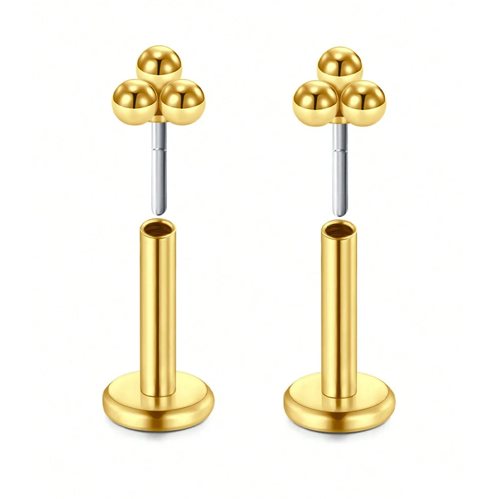 Women's 20G Threadless CZ Push In Flat Back Stud Earrings