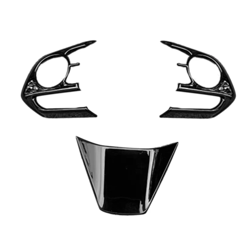 3Pcs Steering Wheel Panel Cover Bezel Trim Cover Interior Accessories for Toyota Harrier Venza XU80 2020 2021 Black