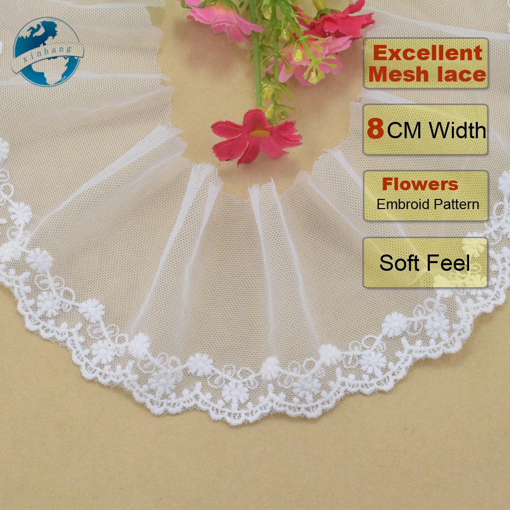 

Белая кружевная хлопковая вышивка шириной 8 см, французская кружевная лента, ткань, гипюр, отделка своими руками, деформация, вязание, шитье, аксессуары для одежды # 3057