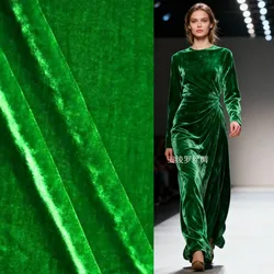 Velours Tissu Couture Green 100% Silk Velvet Fabrics 40momme Width 115CM Elegant Evening Dress Material Plush Fabric Fleece tela
