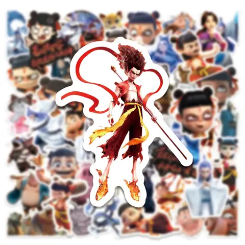 10/50Pcs Chinese Anime Cartoon Nezha Aobing Stickers Decorative Decals for DIY Notebook Guitar Skateboard Phone Kids Gift Toy