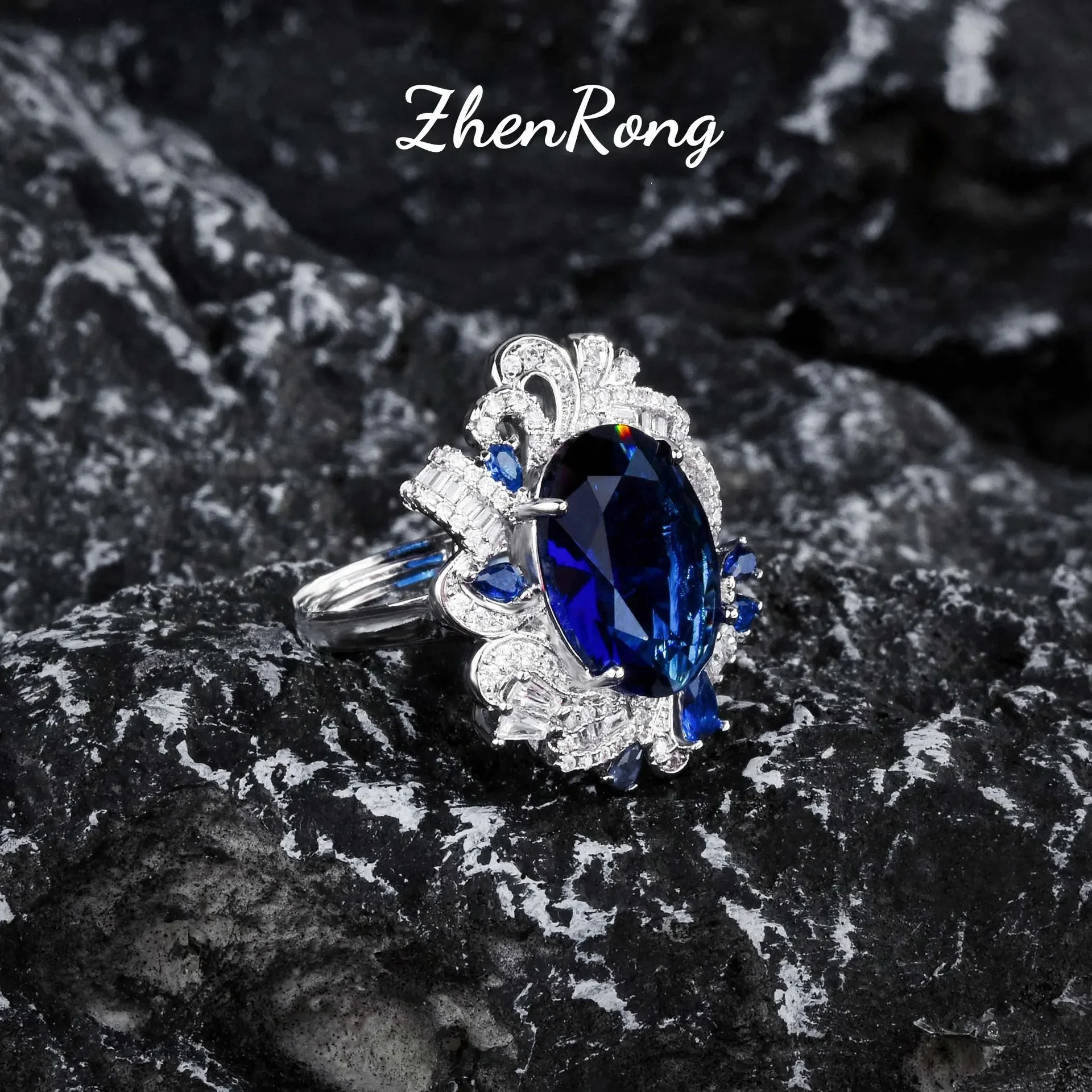 Exquisite Luxury Sterling 925 Silver Tansang Stone Treasure Sapphire Necklace Ring Earring for Women Dainty Wedding Jewelry Sets